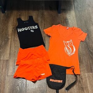 Hooters Orange and Black Apparel Set Small and XXS.